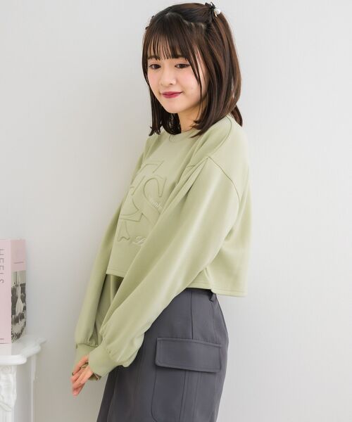 ems excite(エムズエキサイト)の「エンボスロゴポンチCT(Tシャツ/カットソー・レディース・ピンク/グリーン/オフホワイト・FREE)」の11枚目の写真