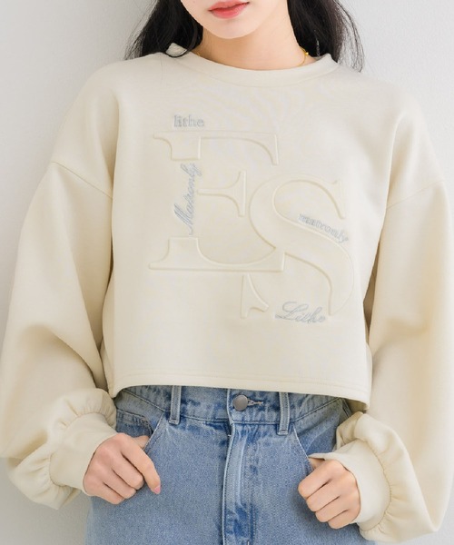 ems excite(エムズエキサイト)の「エンボスロゴポンチCT(Tシャツ/カットソー・レディース・ピンク/グリーン/オフホワイト・FREE)」の1枚目の写真