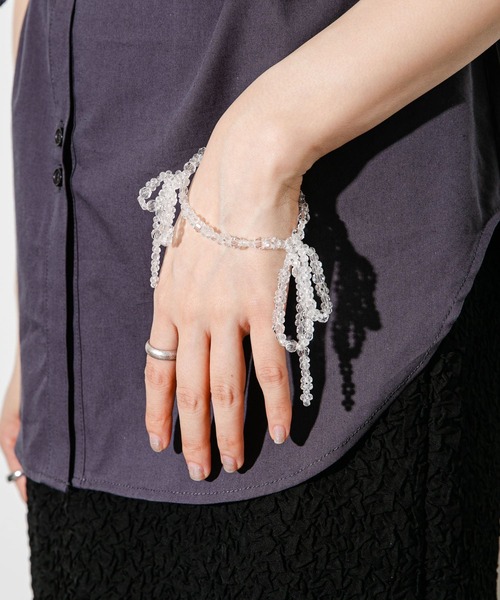 KBF（ケイビーエフ）の「リボンビーズブレスレット（ブレスレット・レディース・オレンジ/クリア・ONE）」の4枚目の写真