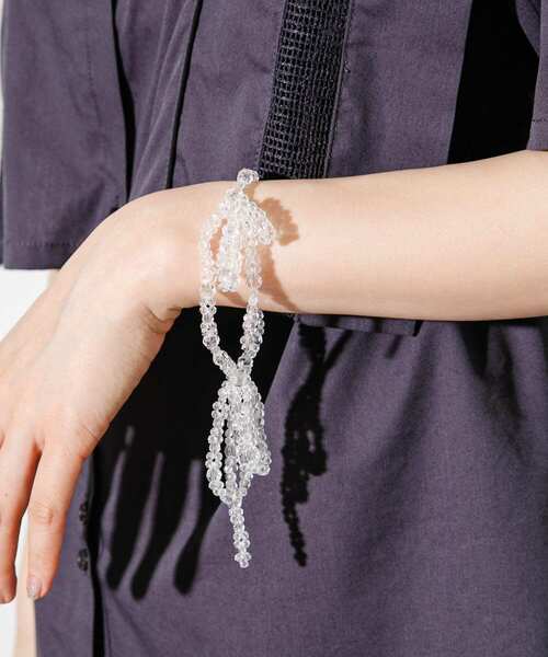 KBF（ケイビーエフ）の「リボンビーズブレスレット（ブレスレット・レディース・オレンジ/クリア・ONE）」の5枚目の写真