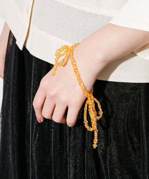 KBF（ケイビーエフ）の「リボンビーズブレスレット（ブレスレット・レディース・オレンジ/クリア・ONE）」の6枚目の写真