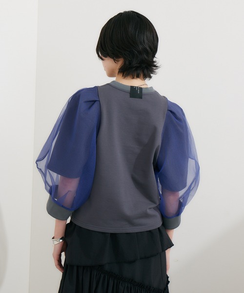 1％（イチ パーセント）の「1% ボリュームシアースリーブプルオーバー（Tシャツ/カットソー・レディース・チャコールグレー/ブラック・FREE）」の20枚目の写真