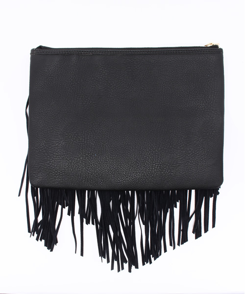 WEGO（ウィゴー）の「WEGO/ フリンジクラッチバッグ（クラッチバッグ・レディース・キャメル/ブラック・FREE）」の10枚目の写真