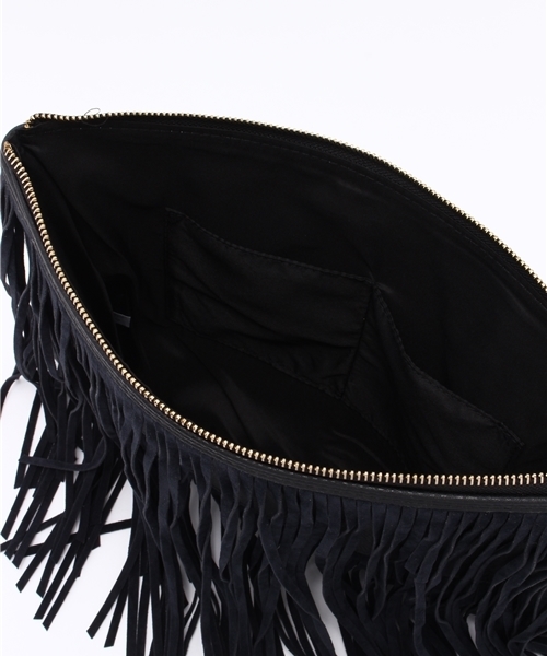 WEGO（ウィゴー）の「WEGO/ フリンジクラッチバッグ（クラッチバッグ・レディース・キャメル/ブラック・FREE）」の14枚目の写真