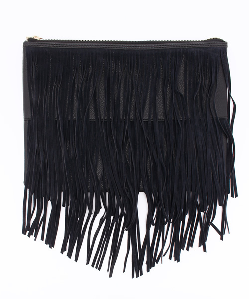 WEGO（ウィゴー）の「WEGO/ フリンジクラッチバッグ（クラッチバッグ・レディース・キャメル/ブラック・FREE）」の8枚目の写真