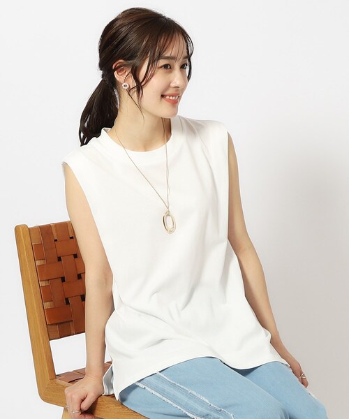 Cutie Blonde（キューティーブロンド）の「◆【洗える】タックノースリーブTシャツ（Tシャツ/カットソー・レディース・ホワイト系/ブラック/ブルー/オレンジ・00）」の2枚目の写真