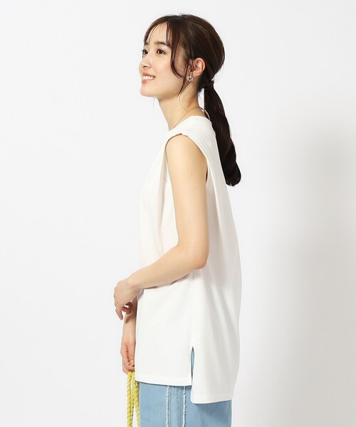 Cutie Blonde（キューティーブロンド）の「◆【洗える】タックノースリーブTシャツ（Tシャツ/カットソー・レディース・ホワイト系/ブラック/ブルー/オレンジ・00）」の7枚目の写真