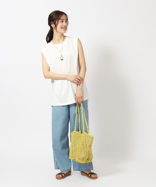 Cutie Blonde（キューティーブロンド）の「◆【洗える】タックノースリーブTシャツ（Tシャツ/カットソー・レディース・ホワイト系/ブラック/ブルー/オレンジ・00）」の8枚目の写真