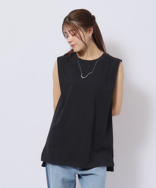 Cutie Blonde（キューティーブロンド）の「◆【洗える】タックノースリーブTシャツ（Tシャツ/カットソー・レディース・ホワイト系/ブラック/ブルー/オレンジ・00）」の10枚目の写真