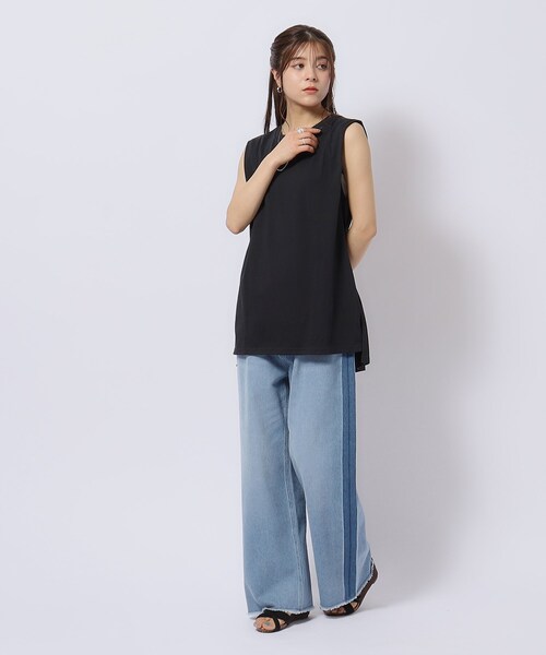 Cutie Blonde（キューティーブロンド）の「◆【洗える】タックノースリーブTシャツ（Tシャツ/カットソー・レディース・ホワイト系/ブラック/ブルー/オレンジ・00）」の12枚目の写真