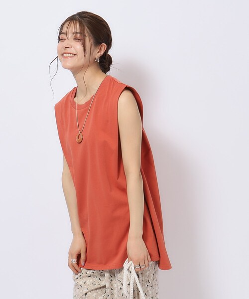 Cutie Blonde（キューティーブロンド）の「◆【洗える】タックノースリーブTシャツ（Tシャツ/カットソー・レディース・ホワイト系/ブラック/ブルー/オレンジ・00）」の14枚目の写真