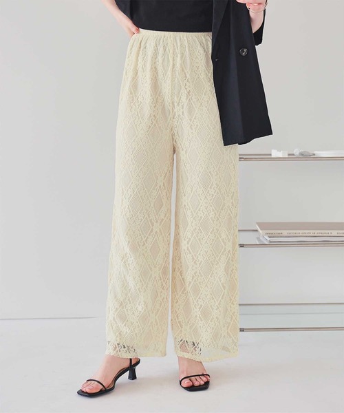 titivate(ティティベイト)の「ストレートレースイージーパンツ(その他パンツ・レディース・アイボリー/ブルー/ブラック・M/S)」の1枚目の写真