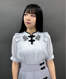 axes femme POETIQUE | チャイナ蝶刺繍半袖ブラウス(シャツ/ブラウス)