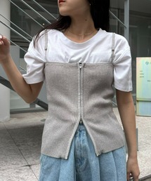 WILLOW | 【willow】ラメZIPリブニットキャミビスチェ(キャミソール)