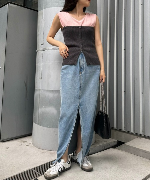 WILLOW（ウィロー）の「【willow】ラメZIPリブニットキャミビスチェ（キャミソール・レディース・グレー/チャコールグレー・ONE SIZE）」の9枚目の写真