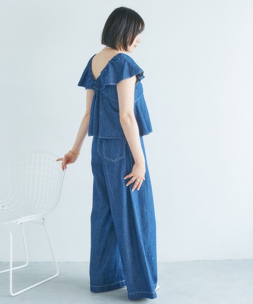 VIS(ビス)の「【セットアップ対応】ライトデニムベルト付きセンタープレスワイドパンツ【洗える】(デニムパンツ・レディース・ブルー系その他3/ブルー系その他4/ホワイト系その他4・S/M)」の6枚目の写真