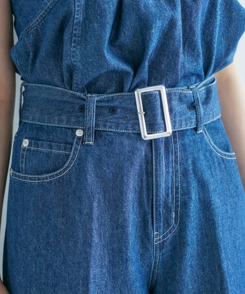 VIS(ビス)の「【セットアップ対応】ライトデニムベルト付きセンタープレスワイドパンツ【洗える】(デニムパンツ・レディース・ブルー系その他3/ブルー系その他4/ホワイト系その他4・S/M)」の19枚目の写真