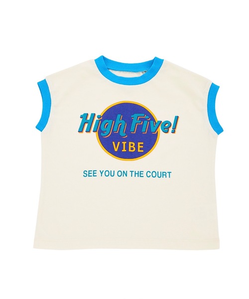 Ocean&Ground(オーシャン&グラウンド)の「プリントリンガーキャップスリーブカットソー(80~140cm)(Tシャツ/カットソー・キッズ・キナリ/ホワイト/ライトブルー・80/90/95/100/110/120/130/140)」の2枚目の写真