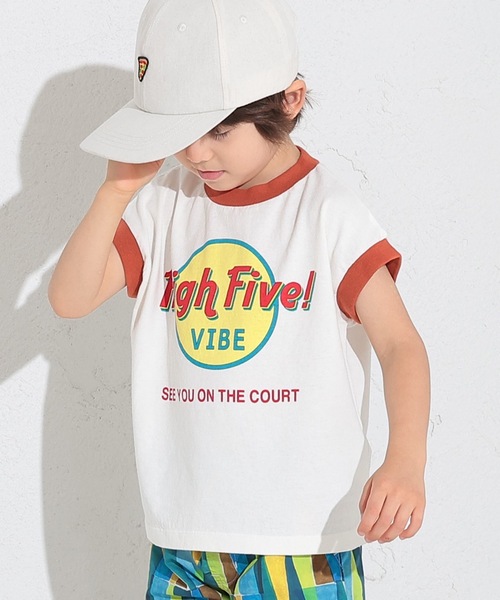 Ocean&Ground(オーシャン&グラウンド)の「プリントリンガーキャップスリーブカットソー(80~140cm)(Tシャツ/カットソー・キッズ・キナリ/ホワイト/ライトブルー・80/90/95/100/110/120/130/140)」の6枚目の写真