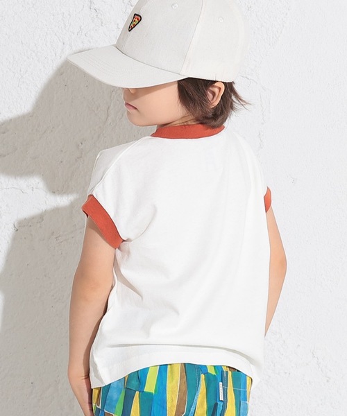 Ocean&Ground(オーシャン&グラウンド)の「プリントリンガーキャップスリーブカットソー(80~140cm)(Tシャツ/カットソー・キッズ・キナリ/ホワイト/ライトブルー・80/90/95/100/110/120/130/140)」の7枚目の写真