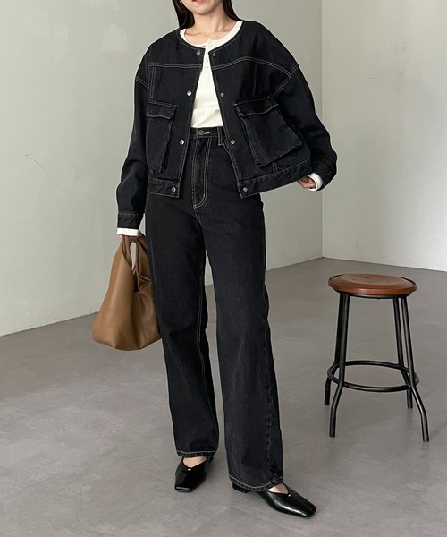 CAPRICIEUX LE'MAGE(カプリシューレマージュ)の「【新色追加/ライトブルー】13ozハイウエストストレートデニム(デニムパンツ・レディース・ブルー/ブラック/ブルー系その他2・38/36)」の12枚目の写真