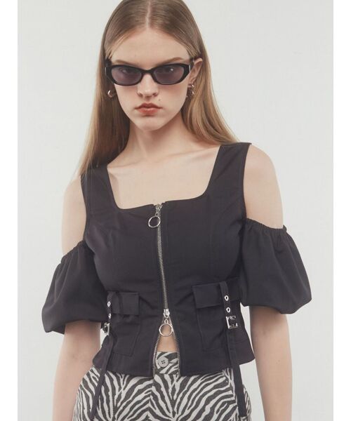 EMODA（エモダ）の「アウトポケットオフショルダートップ（Tシャツ/カットソー・レディース・ホワイト/グレー/カーキ/ブラック・FREE）」の5枚目の写真