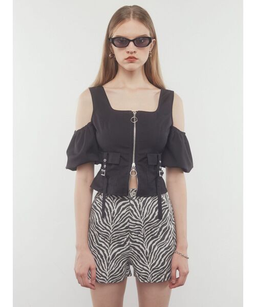 EMODA（エモダ）の「アウトポケットオフショルダートップ（Tシャツ/カットソー・レディース・ホワイト/グレー/カーキ/ブラック・FREE）」の6枚目の写真