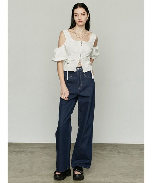 EMODA（エモダ）の「アウトポケットオフショルダートップ（Tシャツ/カットソー・レディース・ホワイト/グレー/カーキ/ブラック・FREE）」の9枚目の写真