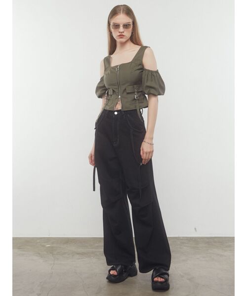aermaboutique オフショルダートップス セール】アウトポケットオフショルダートップ（Tシャツ