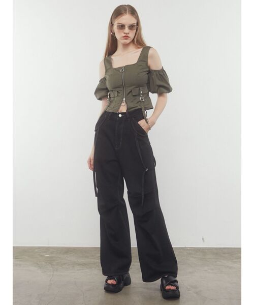 EMODA（エモダ）の「アウトポケットオフショルダートップ（Tシャツ/カットソー・レディース・ホワイト/グレー/カーキ/ブラック・FREE）」の14枚目の写真