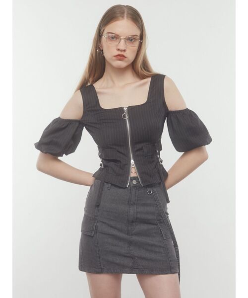 EMODA（エモダ）の「アウトポケットオフショルダートップ（Tシャツ/カットソー・レディース・ホワイト/グレー/カーキ/ブラック・FREE）」の15枚目の写真