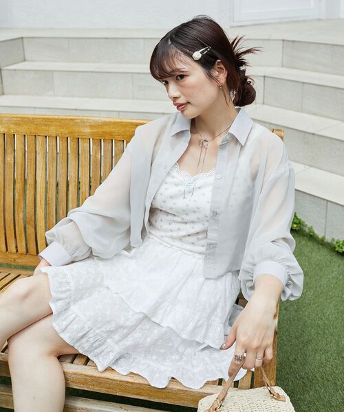 MAJESTIC LEGON（マジェスティックレゴン）の「コットンティアードミニスカパン（スカート・レディース・オフホワイト/ホワイト系その他・MEDIUM）」の4枚目の写真