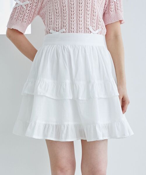 MAJESTIC LEGON（マジェスティックレゴン）の「コットンティアードミニスカパン（スカート・レディース・オフホワイト/ホワイト系その他・MEDIUM）」の11枚目の写真