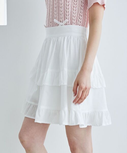 MAJESTIC LEGON（マジェスティックレゴン）の「コットンティアードミニスカパン（スカート・レディース・オフホワイト/ホワイト系その他・MEDIUM）」の10枚目の写真