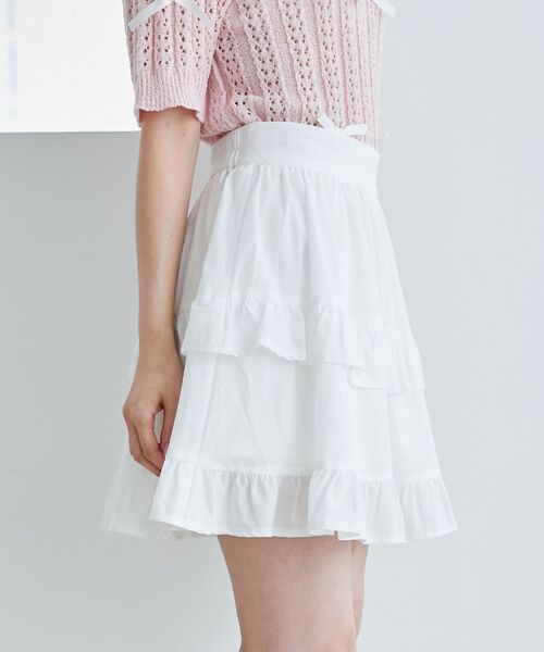 MAJESTIC LEGON（マジェスティックレゴン）の「コットンティアードミニスカパン（スカート・レディース・オフホワイト/ホワイト系その他・MEDIUM）」の9枚目の写真