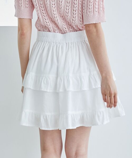 MAJESTIC LEGON（マジェスティックレゴン）の「コットンティアードミニスカパン（スカート・レディース・オフホワイト/ホワイト系その他・MEDIUM）」の8枚目の写真