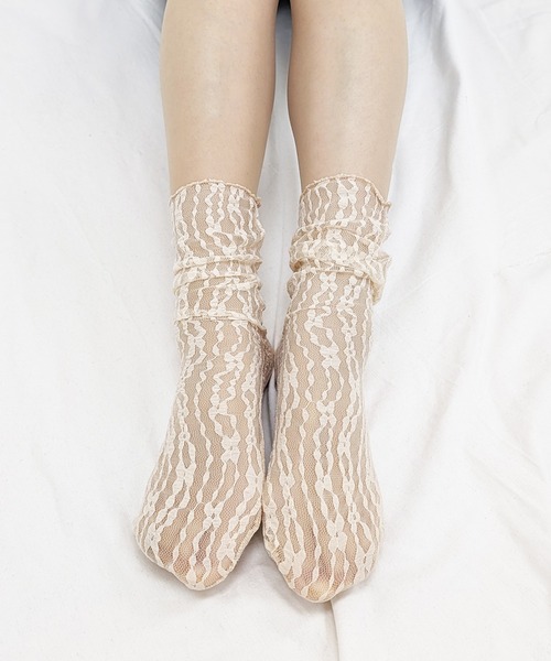 poiregnee（ポワニェ）の「［select］クルー丈レースソックス（ソックス/靴下・レディース・ブラック/ベージュ/ホワイト・FREE）」の3枚目の写真