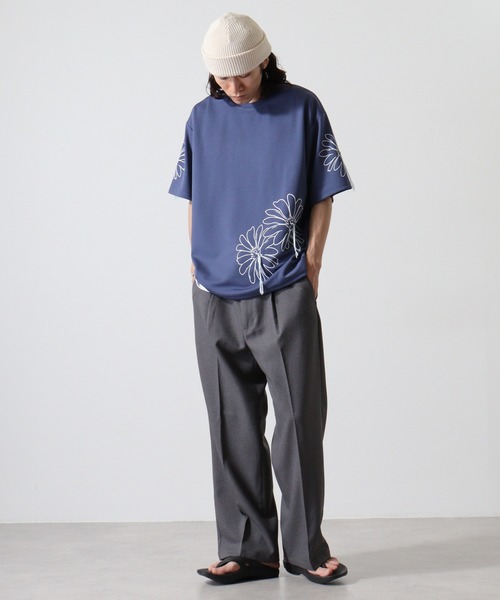 ATELANE(アテレーン)の「ポンチアソートハンドステッチ刺繍Tシャツ(Tシャツ/カットソー・メンズ・ホワイト/ブラック系/ホワイト系/ブラック/グレー/ブルー・L/M)」の10枚目の写真