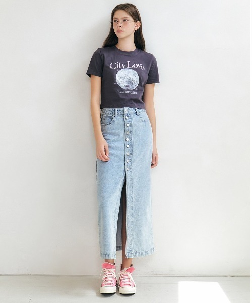 CITYBREEZE(シティブリーズ)の「CITY LOVE CROPPED SHORT SLEEVE T-SHIRT(Tシャツ/カットソー・レディース・チャコール/ホワイト・FREE)」の9枚目の写真