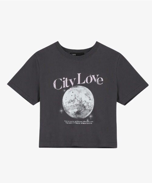 CITYBREEZE(シティブリーズ)の「CITY LOVE CROPPED SHORT SLEEVE T-SHIRT(Tシャツ/カットソー・レディース・チャコール/ホワイト・FREE)」の13枚目の写真