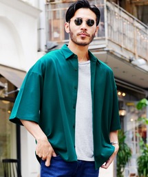 UVカット梨地BIGオーバーサイズ半袖シャツ