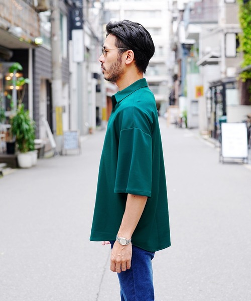 jiggys shop(ジギーズショップ)の「UVカット梨地BIGオーバーサイズ半袖シャツ(シャツ/ブラウス・メンズ・ダークグレー/ベージュ/ブルー系その他/ブラック/ブルーグレー/アイボリー・MEDIUM/LARGE/X-LARGE)」の8枚目の写真