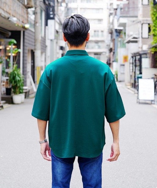 jiggys shop(ジギーズショップ)の「UVカット梨地BIGオーバーサイズ半袖シャツ(シャツ/ブラウス・メンズ・ダークグレー/ベージュ/ブルー系その他/ブラック/ブルーグレー/アイボリー・MEDIUM/LARGE/X-LARGE)」の9枚目の写真