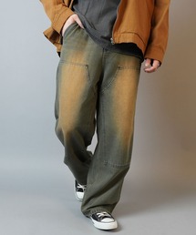 ヴィンテージライクダブルニーデニムワークパンツ