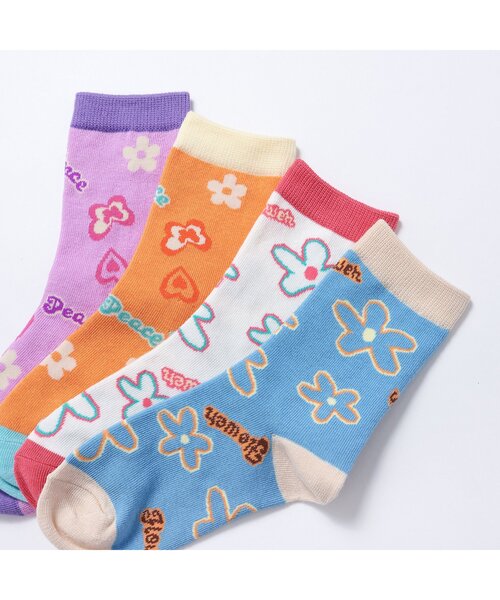 BREEZE（ブリーズ）の「GIRLS総柄ソックス（ソックス/靴下・キッズ・アイボリー/オレンジ/パープル/ブルー・15 /18/21）」の9枚目の写真