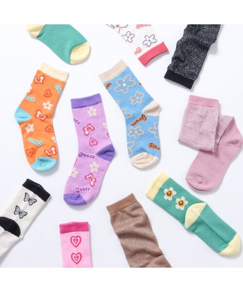 BREEZE（ブリーズ）の「GIRLS総柄ソックス（ソックス/靴下・キッズ・アイボリー/オレンジ/パープル/ブルー・15 /18/21）」の8枚目の写真