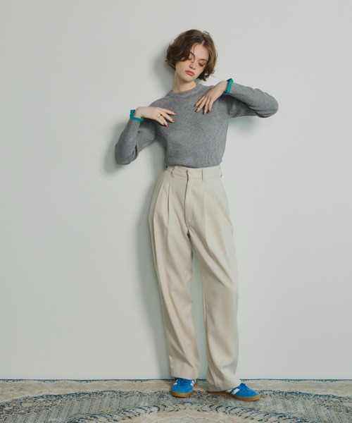 Unitage（ユニテージ）の「※入荷禁止※配色クルーネックリブニット（ニット/セーター・レディース・ダークグリーン/ネイビー/ブラウン/グレー/アイボリー/ブラック/イエロー/ナチュラル/ライトブルー/その他・FREE）」の20枚目の写真