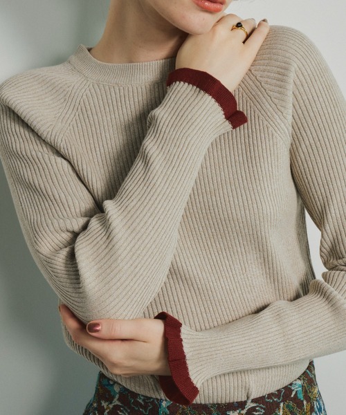 Unitage（ユニテージ）の「※入荷禁止※配色クルーネックリブニット