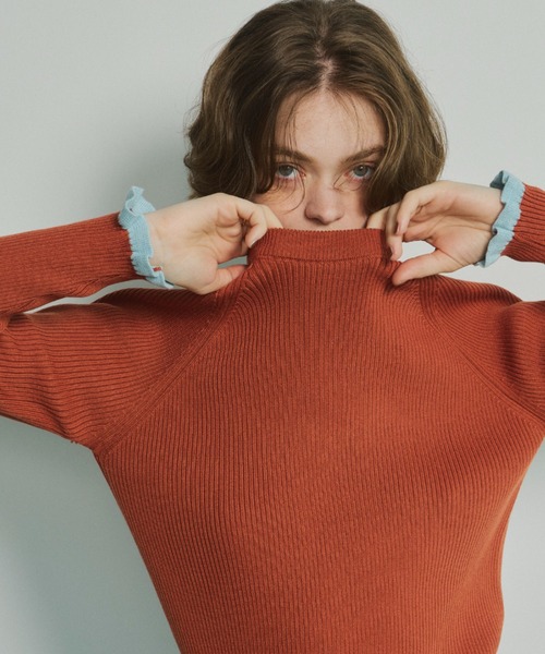 Unitage（ユニテージ）の「※入荷禁止※配色クルーネックリブニット（ニット/セーター・レディース・ダークグリーン/ネイビー/ブラウン/グレー/アイボリー/ブラック/イエロー/ナチュラル/ライトブルー/その他・FREE）」の21枚目の写真