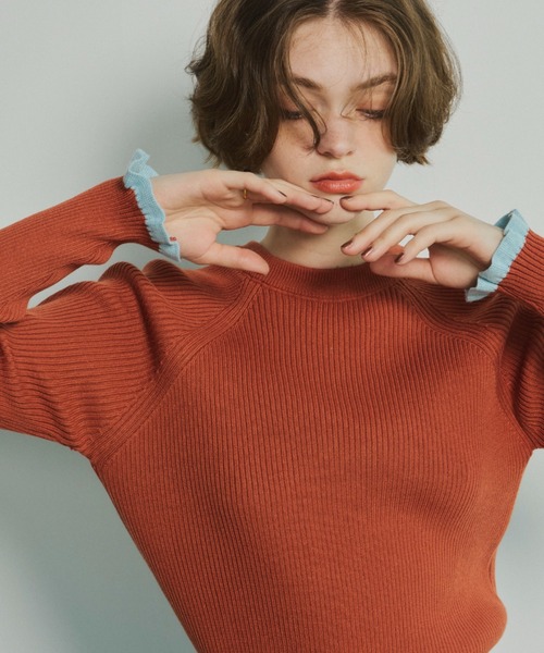 Unitage（ユニテージ）の「※入荷禁止※配色クルーネックリブニット（ニット/セーター・レディース・ダークグリーン/ネイビー/ブラウン/グレー/アイボリー/ブラック/イエロー/ナチュラル/ライトブルー/その他・FREE）」の22枚目の写真